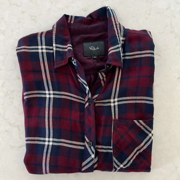 NEW - RAILS Hunter Plaid Flannel Gemini Shirt in Cranberry Honey Lurex - Picture 1 of 11